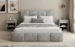 Designer Polsterbett Mina in Cord mit Stauraum