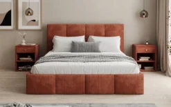 Designer Polsterbett Mina in Cord mit Stauraum