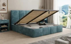 Designer Polsterbett Mina in Cord mit Stauraum