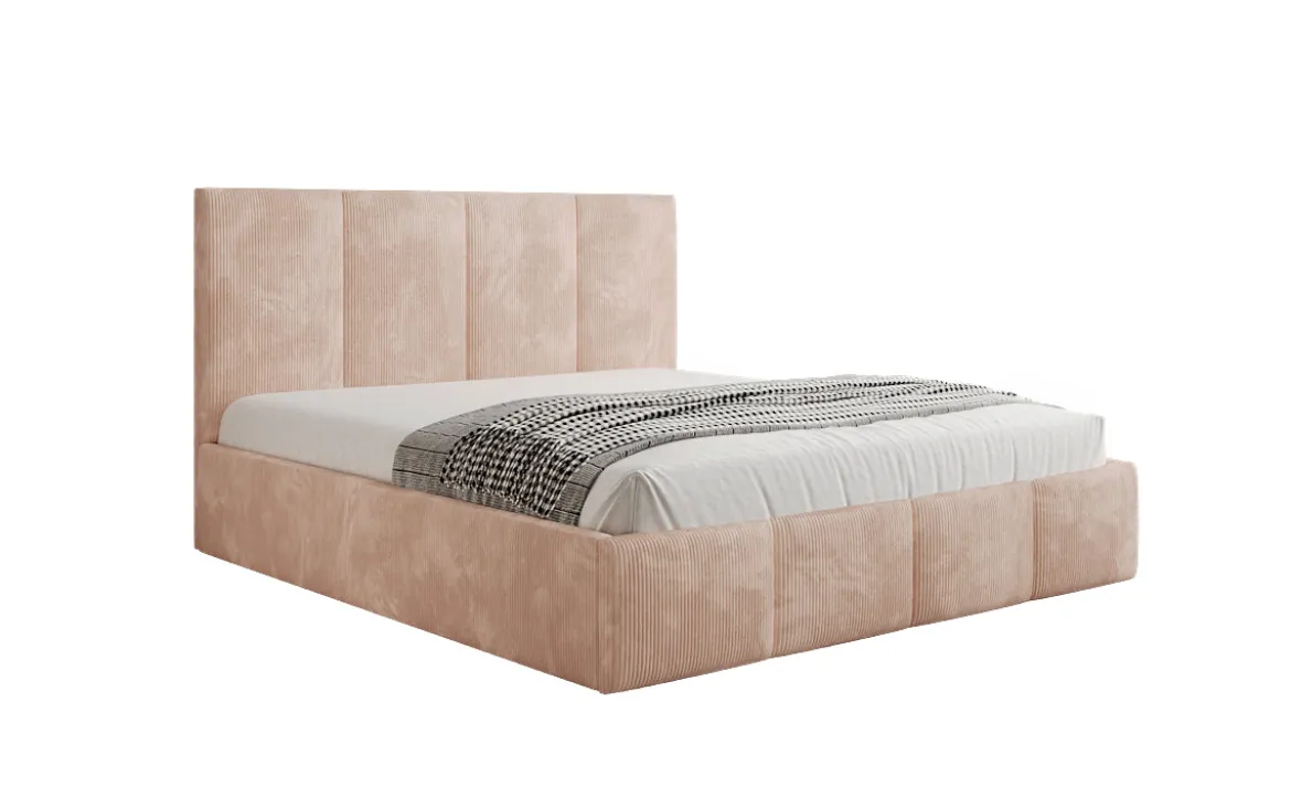 Designer Polsterbett Mina in Cord mit Stauraum