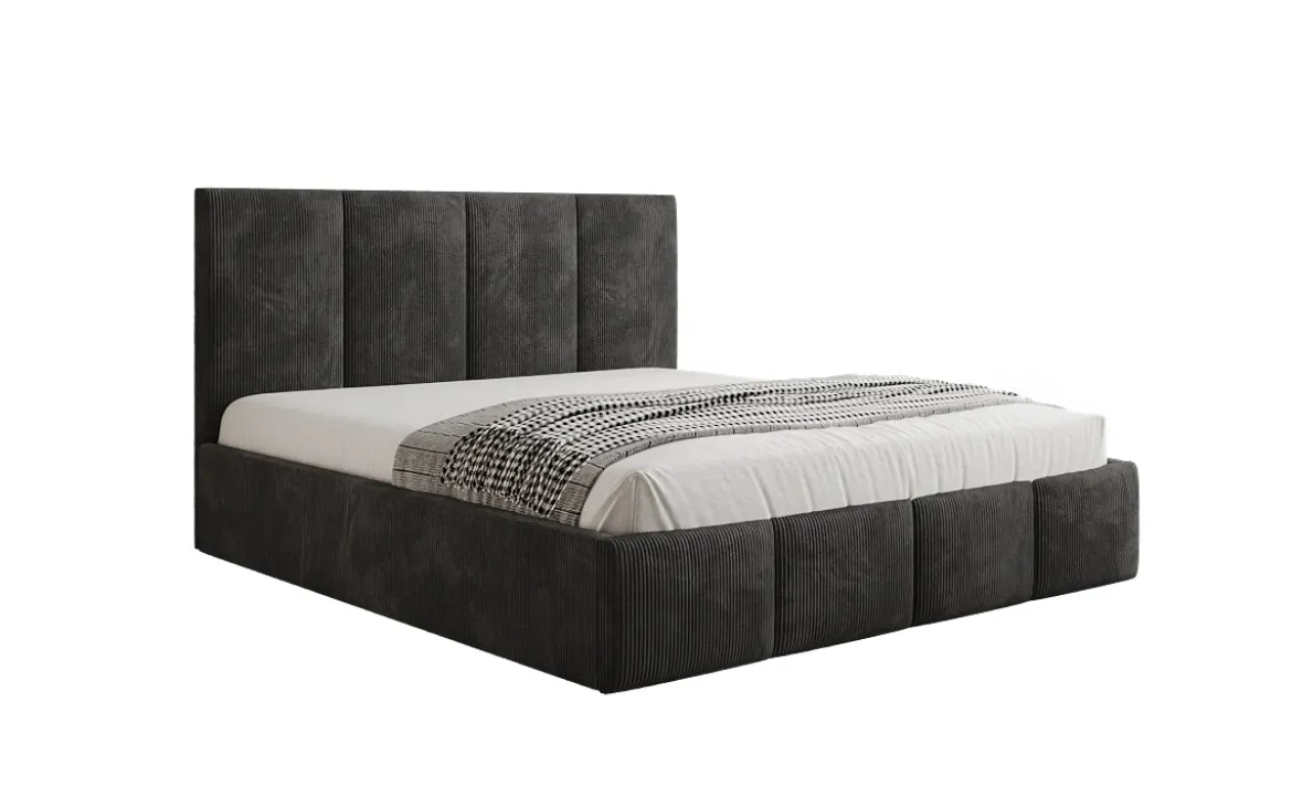 Designer Polsterbett Mina in Cord mit Stauraum