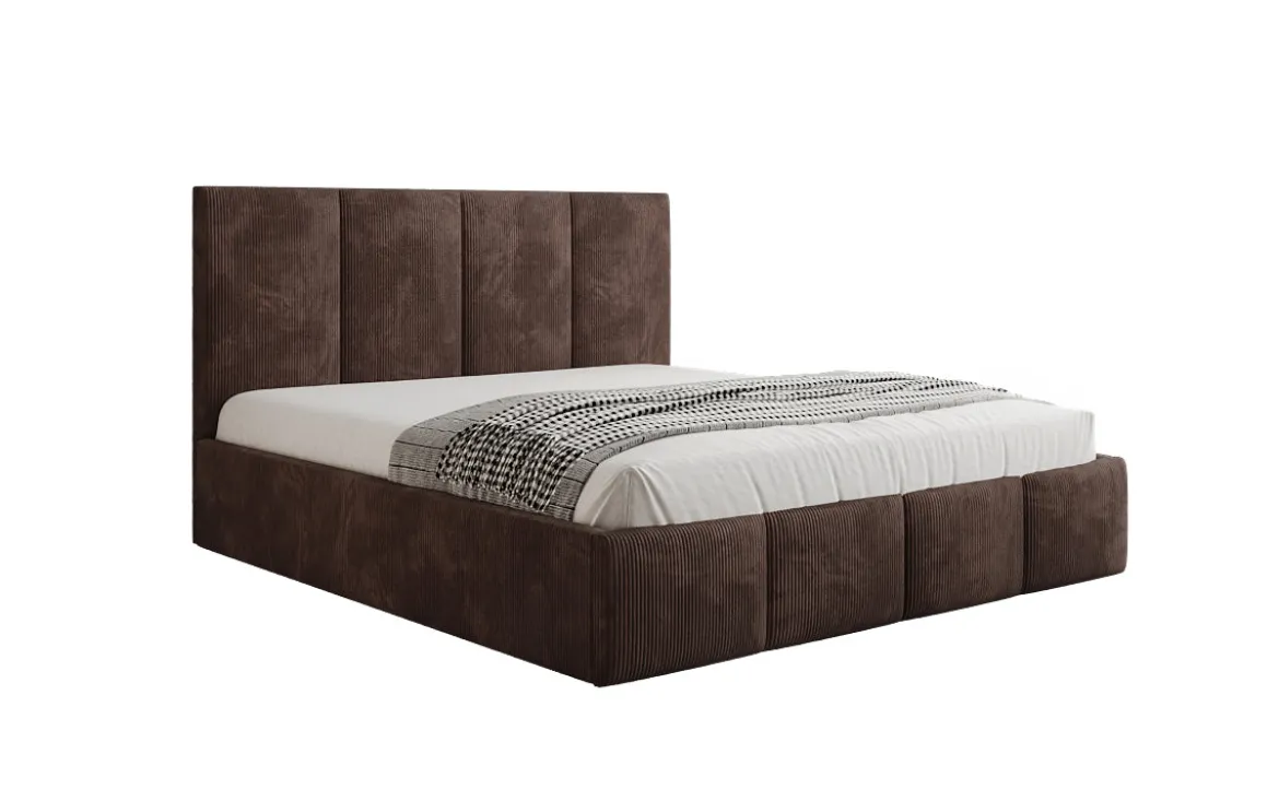 Designer Polsterbett Mina in Cord mit Stauraum