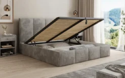 Designer Polsterbett Mina in Cord mit Stauraum