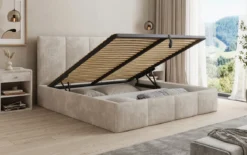 Designer Polsterbett Mina in Cord mit Stauraum