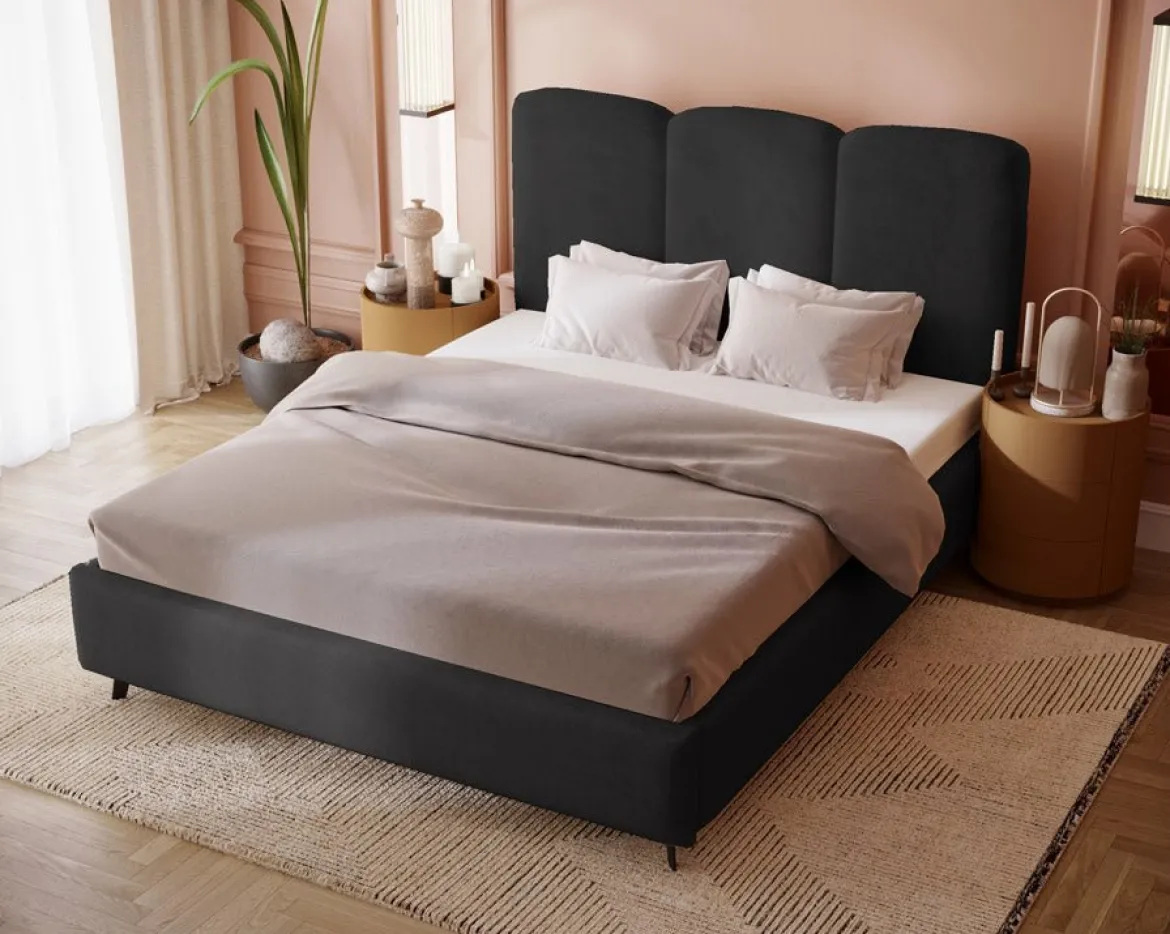 Designer Polsterbett Mirella in Samt ohne Stauraum