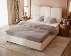 Designer Polsterbett Mirella in Samt ohne Stauraum