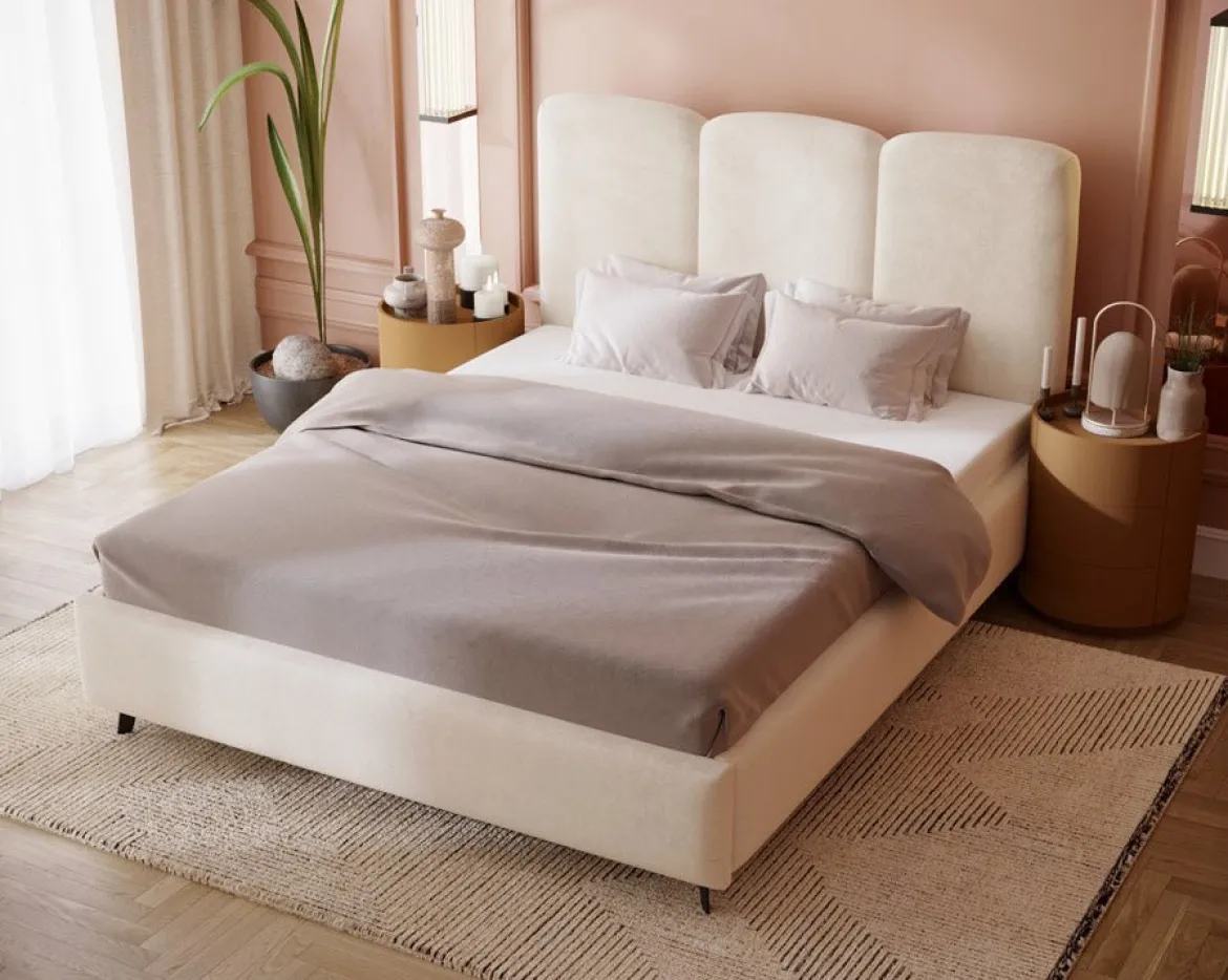 Designer Polsterbett Mirella in Samt ohne Stauraum