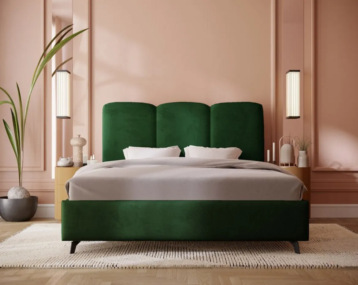 Designer Polsterbett Mirella in Samt ohne Stauraum