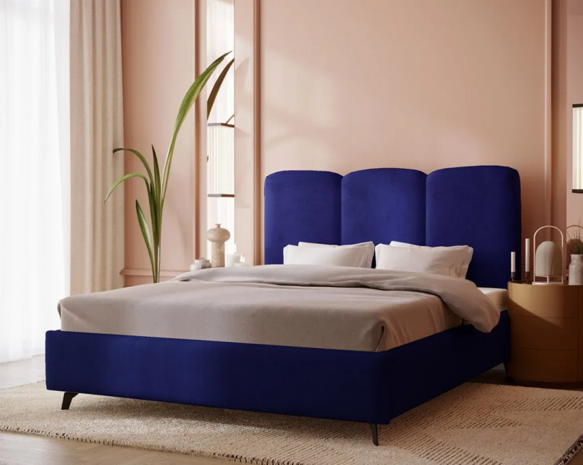 Designer Polsterbett Mirella in Samt ohne Stauraum