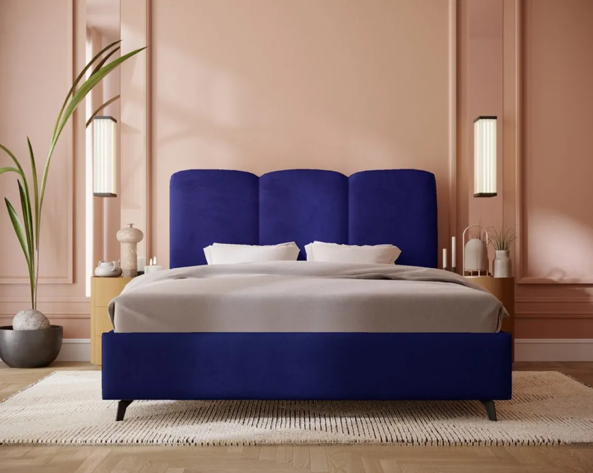 Designer Polsterbett Mirella in Samt ohne Stauraum