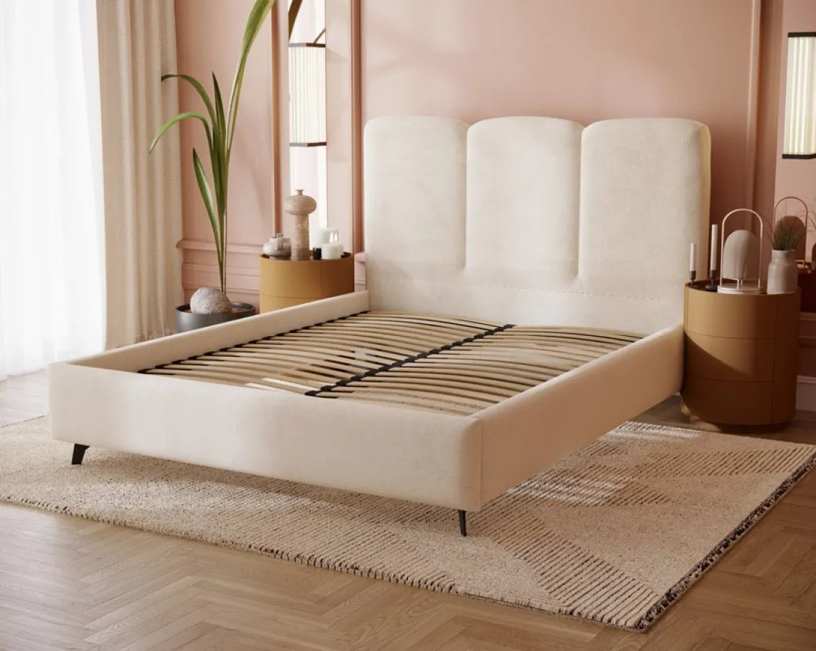 Designer Polsterbett Mirella in Samt ohne Stauraum