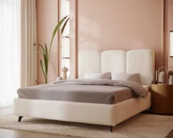 Designer Polsterbett Mirella in Samt ohne Stauraum