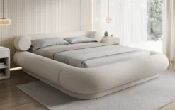 Designer Polsterbett Mochi in Teddy Bouclé mit Stauraum