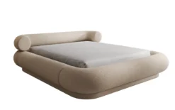 Designer Polsterbett Mochi in Teddy Bouclé mit Stauraum