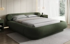 Designer Polsterbett Mochi in Teddy Bouclé mit Stauraum