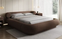 Designer Polsterbett Mochi in Teddy Bouclé mit Stauraum