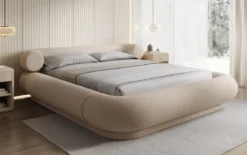 Designer Polsterbett Mochi in Teddy Bouclé mit Stauraum