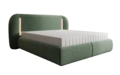 Designer Polsterbett Momo in Strukturstoff mit Stauraum und LED