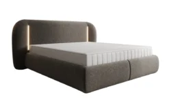 Designer Polsterbett Momo in Strukturstoff mit Stauraum und LED