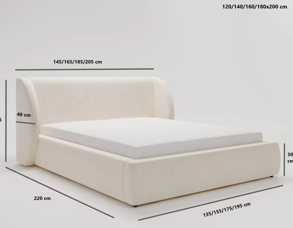 Designer Polsterbett Monaco in Samt mit Stauraum