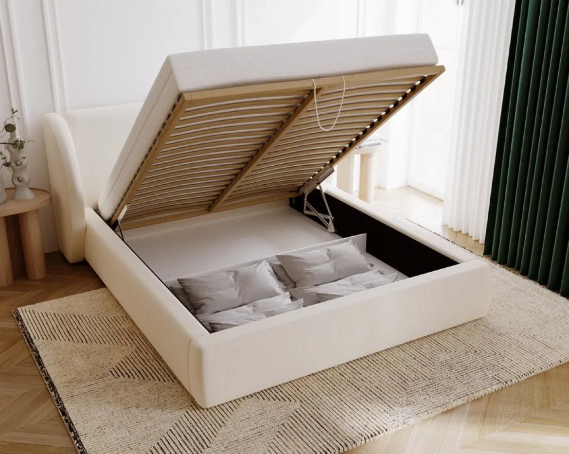 Designer Polsterbett Monaco in Samt mit Stauraum
