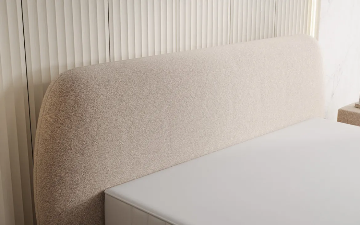 Designer Polsterbett Nella in Strukturstoff mit Stauraum