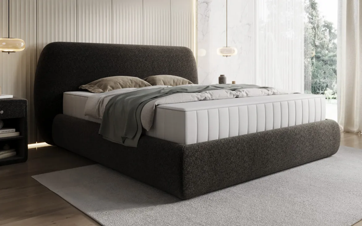 Designer Polsterbett Nella in Strukturstoff mit Stauraum