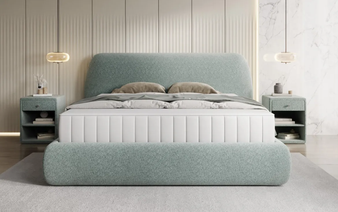 Designer Polsterbett Nella in Strukturstoff mit Stauraum