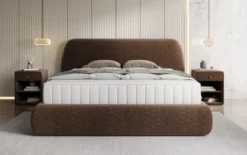 Designer Polsterbett Nella in Strukturstoff mit Stauraum