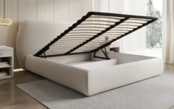 Designer Polsterbett Nella in Strukturstoff mit Stauraum