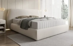 Designer Polsterbett Nella in Strukturstoff mit Stauraum