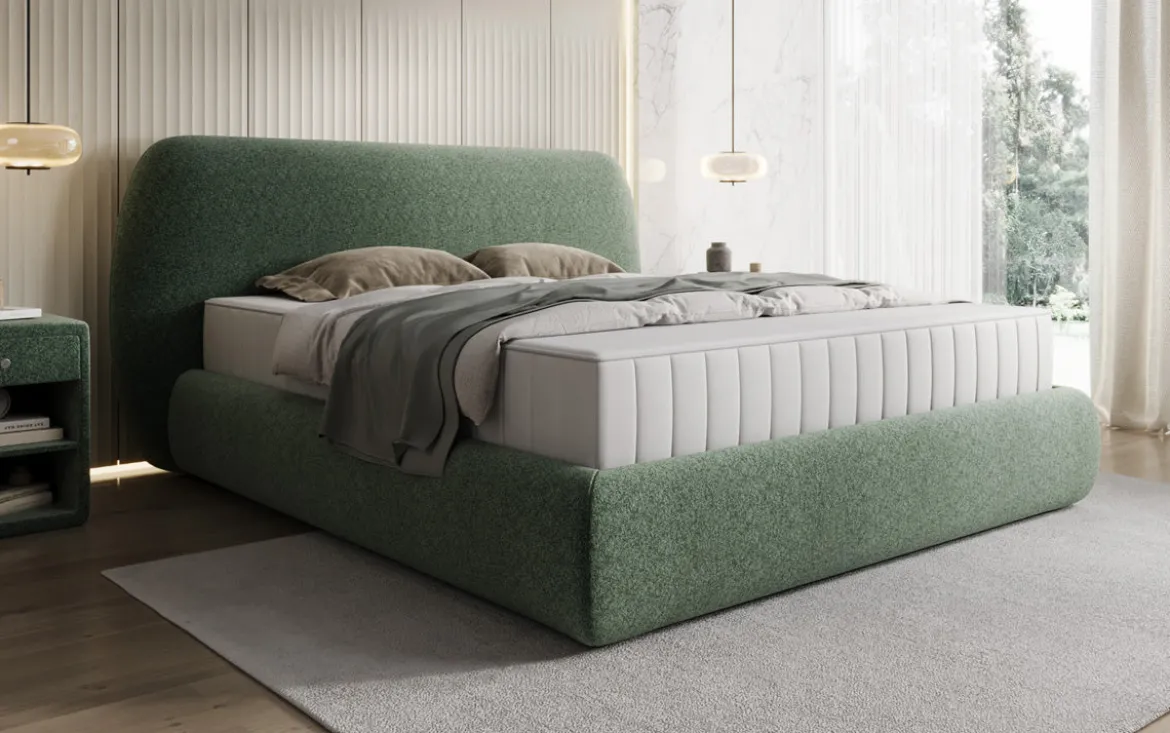 Designer Polsterbett Nella in Strukturstoff mit Stauraum