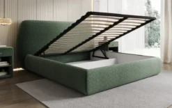 Designer Polsterbett Nella in Strukturstoff mit Stauraum