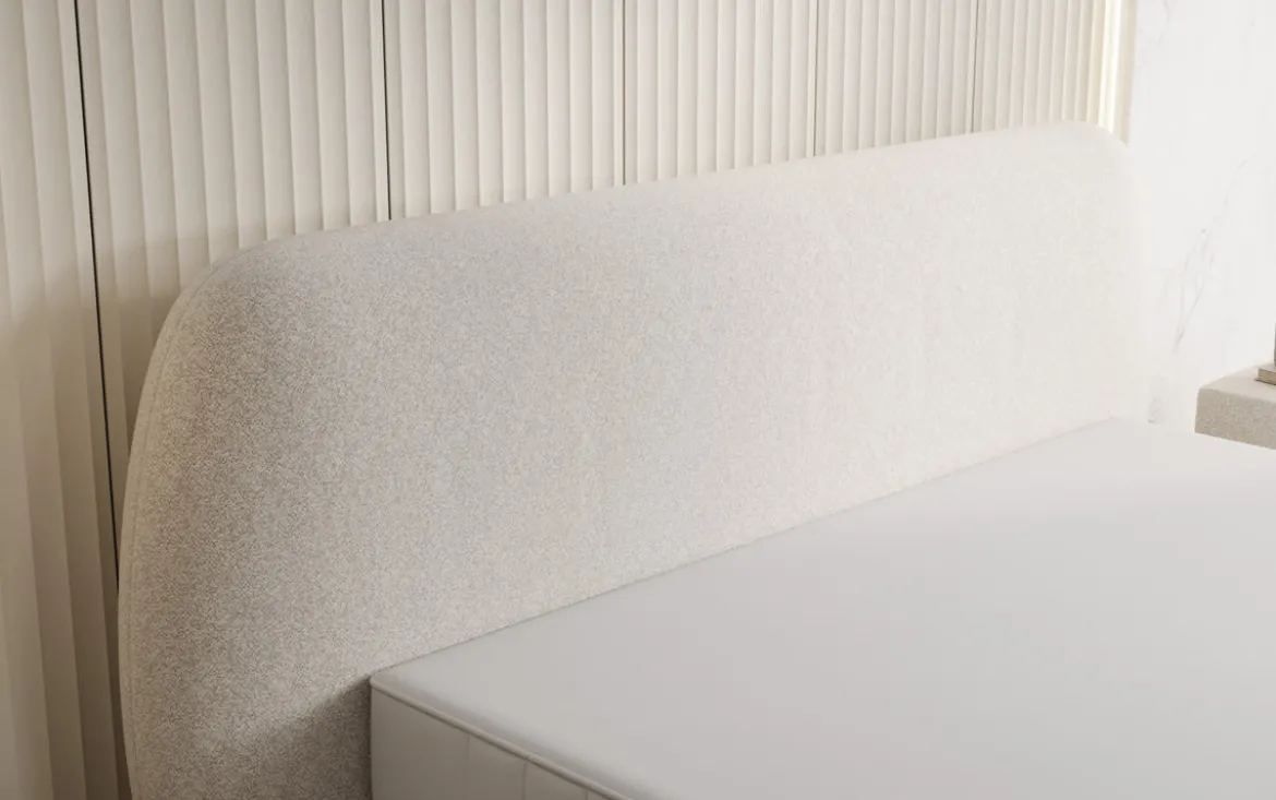 Designer Polsterbett Nella in Strukturstoff mit Stauraum