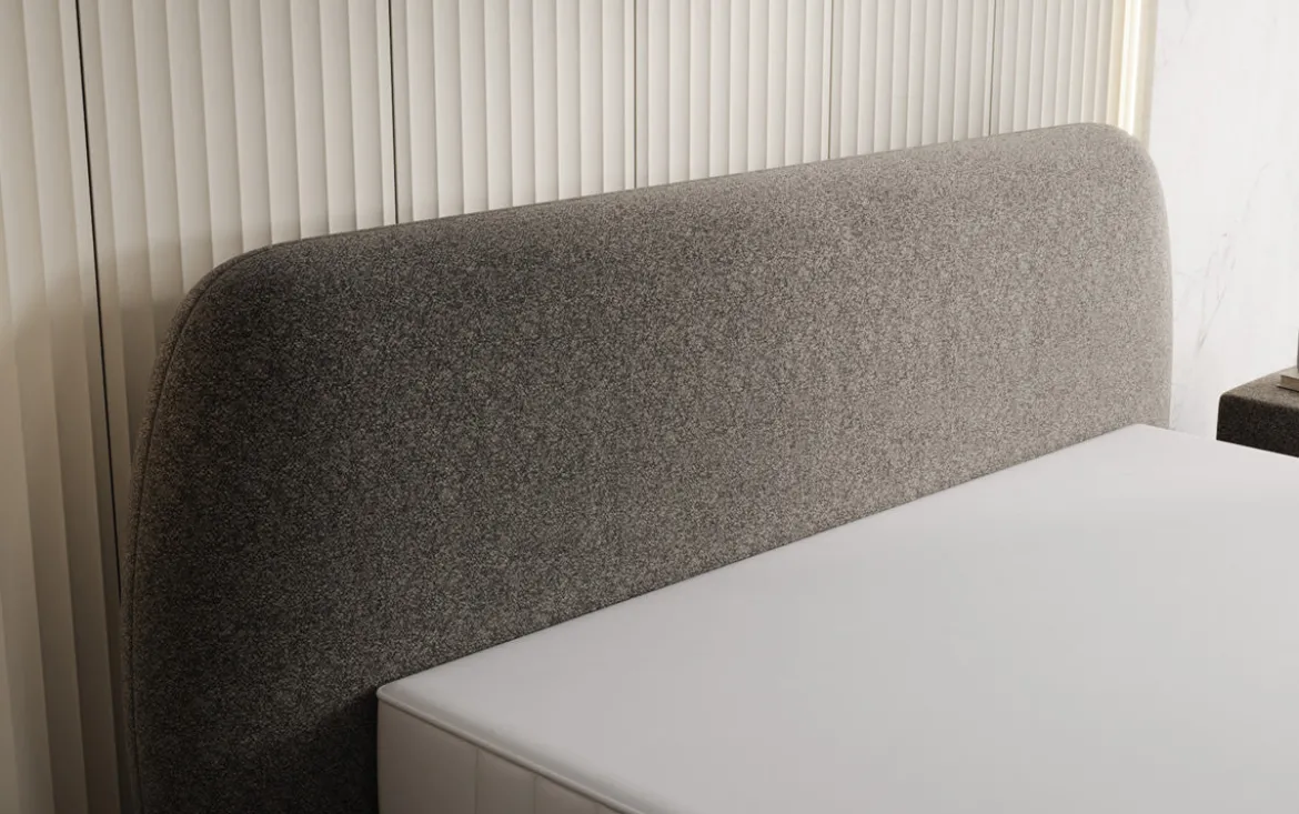Designer Polsterbett Nella in Strukturstoff mit Stauraum
