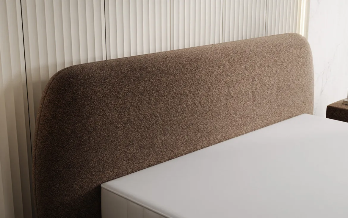 Designer Polsterbett Nella in Strukturstoff mit Stauraum
