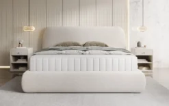 Designer Polsterbett Nella in Strukturstoff mit Stauraum