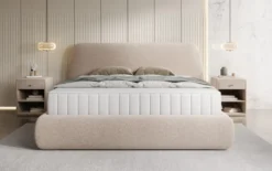 Designer Polsterbett Nella in Strukturstoff mit Stauraum