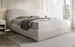 Designer Polsterbett Nella in Teddy Bouclé mit Stauraum