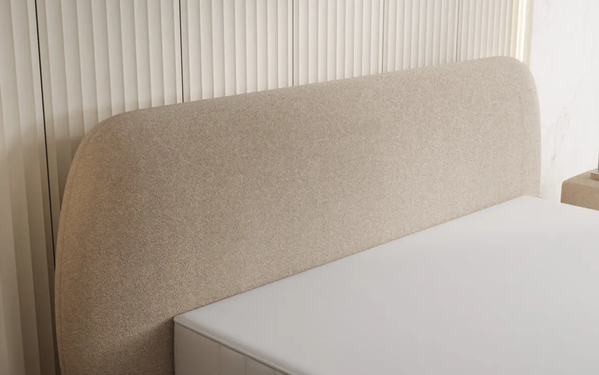 Designer Polsterbett Nella in Teddy Bouclé mit Stauraum