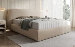 Designer Polsterbett Nella in Teddy Bouclé mit Stauraum
