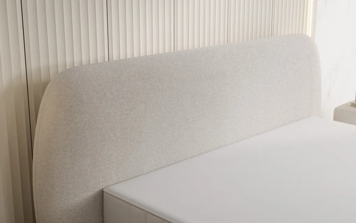 Designer Polsterbett Nella in Teddy Bouclé mit Stauraum