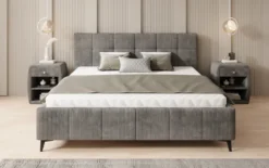 Designer Polsterbett Nelly in Cord mit Stauraum