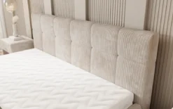 Designer Polsterbett Nelly in Cord mit Stauraum