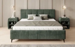 Designer Polsterbett Nelly in Cord mit Stauraum