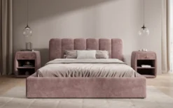 Designer Polsterbett Nerra in Cord mit Stauraum