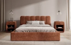 Designer Polsterbett Nerra in Cord mit Stauraum