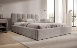 Designer Polsterbett Nerra in Cord mit Stauraum