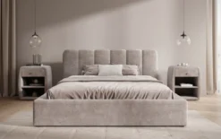 Designer Polsterbett Nerra in Cord mit Stauraum