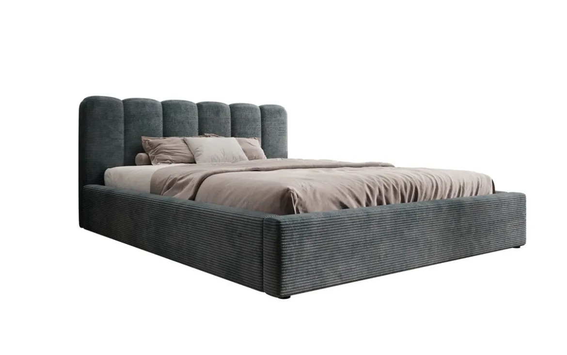 Designer Polsterbett Nerra in Cord mit Stauraum